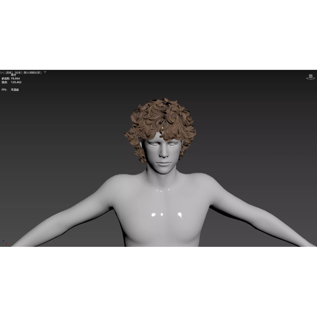 Realistic Male Hair 3D Model – Low Poly PBR Asset, FBX, OBJ
