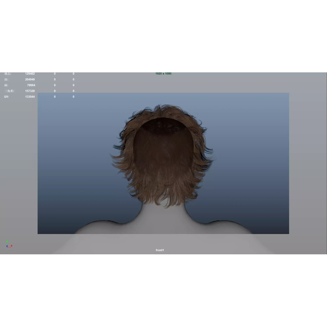 Realistic Male Hair 3D Model – Low Poly PBR Asset, FBX, OBJ - View 11