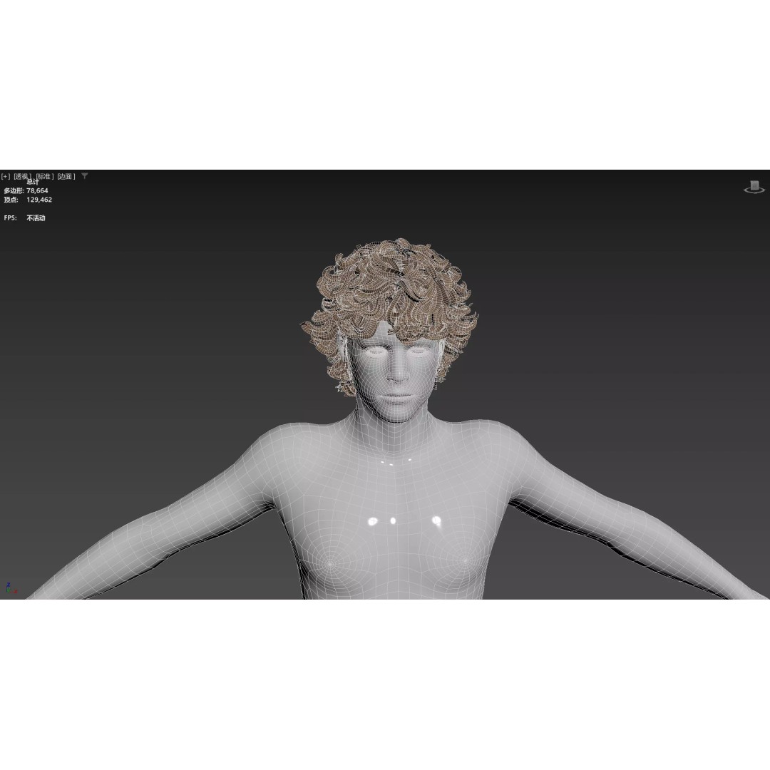 Realistic Male Hair 3D Model – Low Poly PBR Asset, FBX, OBJ - View 15