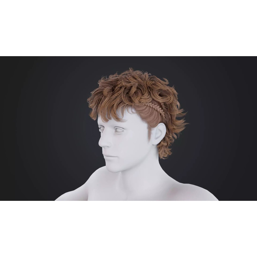 Realistic Male Hair 3D Model – Low Poly PBR Asset, FBX, OBJ - View 3