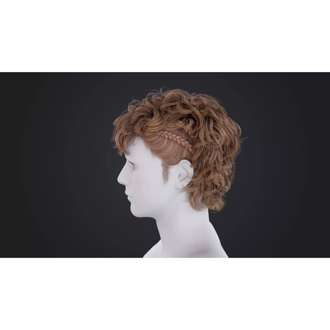 Realistic Male Hair 3D Model – Low Poly PBR Asset, FBX, OBJ - View 4