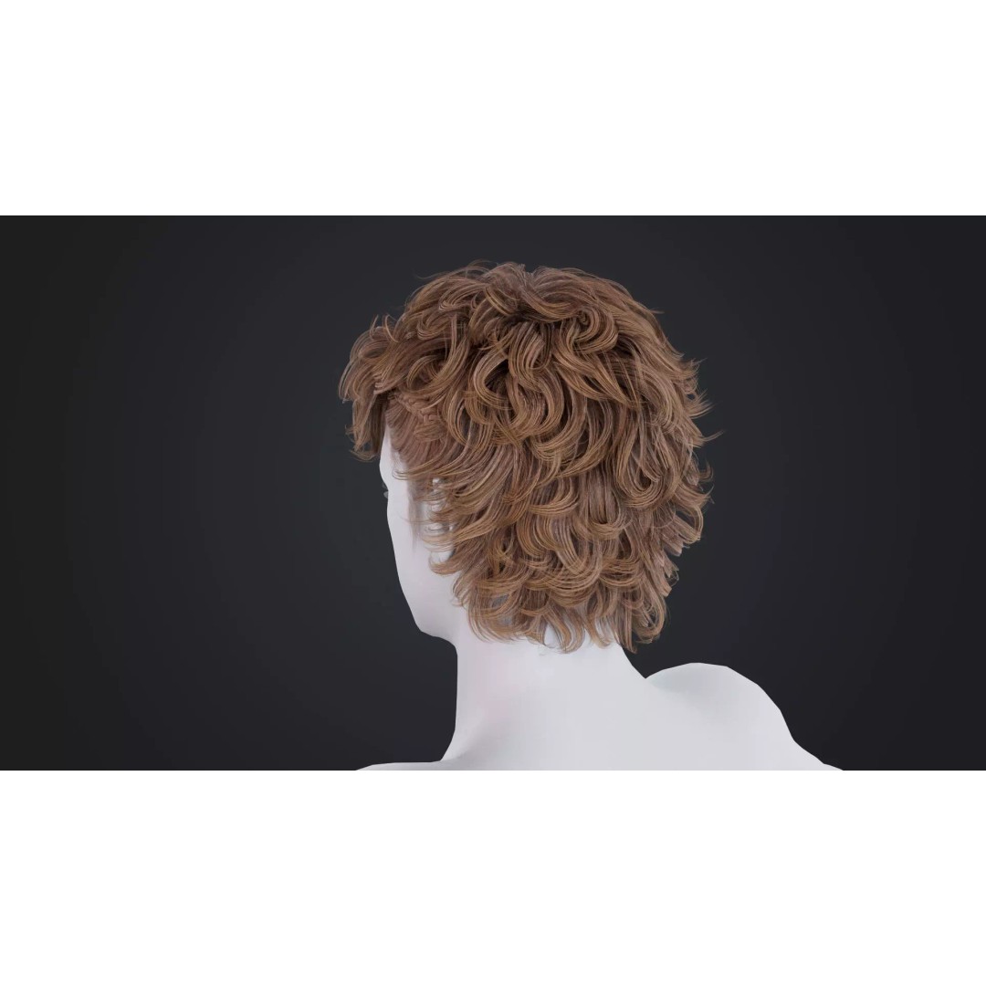 Realistic Male Hair 3D Model – Low Poly PBR Asset, FBX, OBJ - View 5