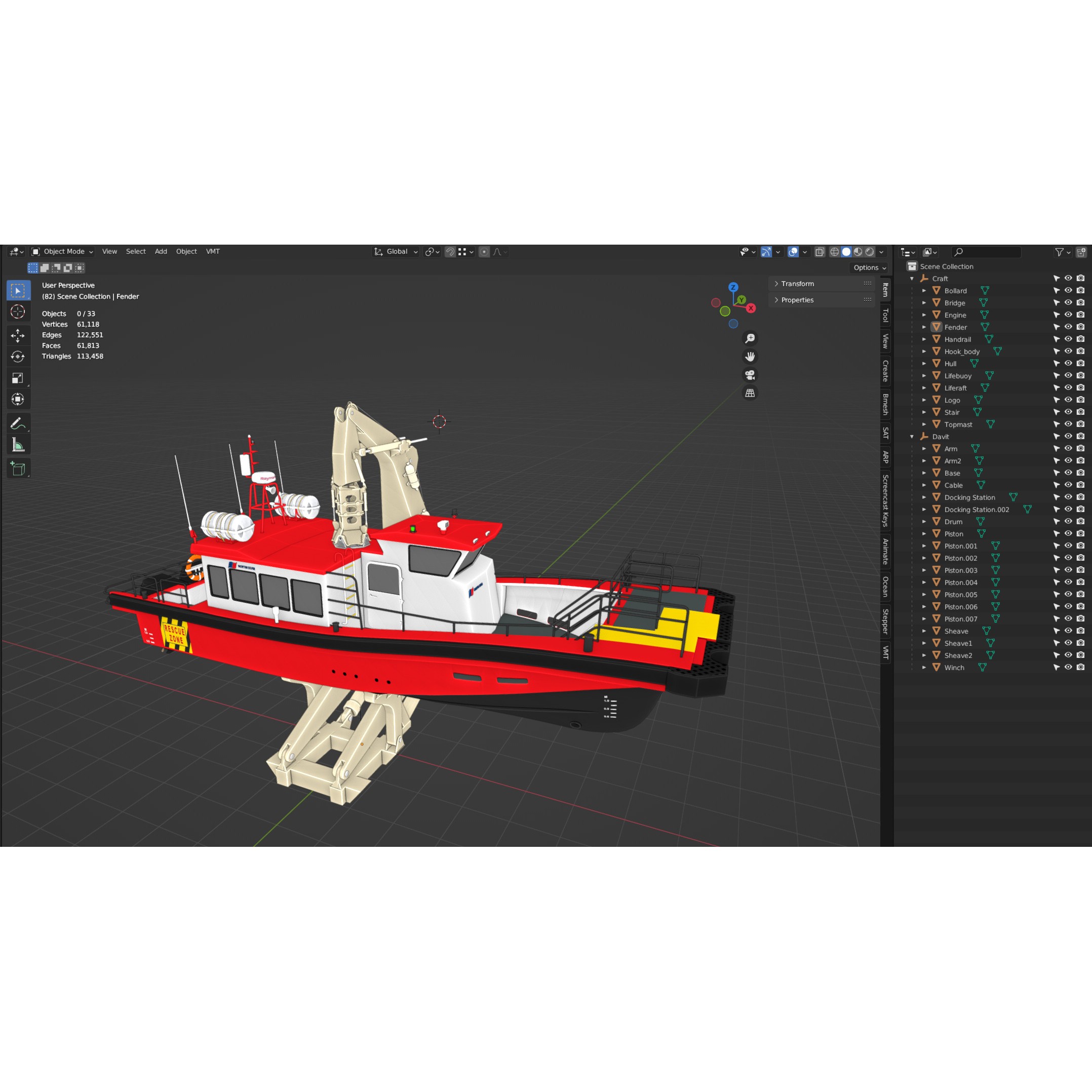 Hybrid Highspeed Craft Vessel - Game-Ready 3D Model - View 22