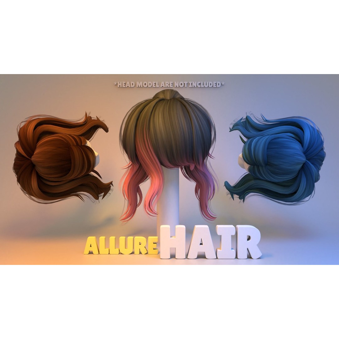 Allure Hair 3D Model – High Poly Hairstyle with Diverse Color Maps - View 4