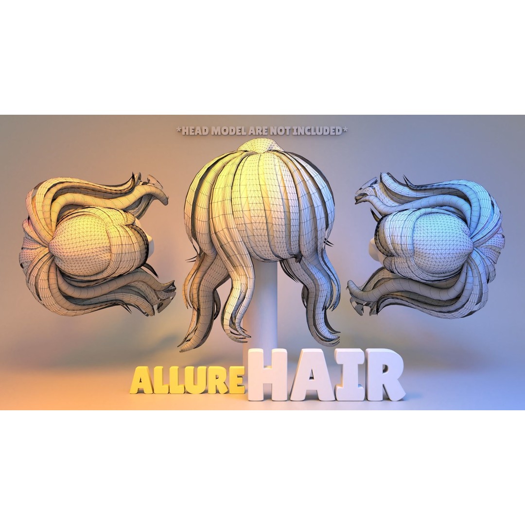 Allure Hair 3D Model – High Poly Hairstyle with Diverse Color Maps - View 5