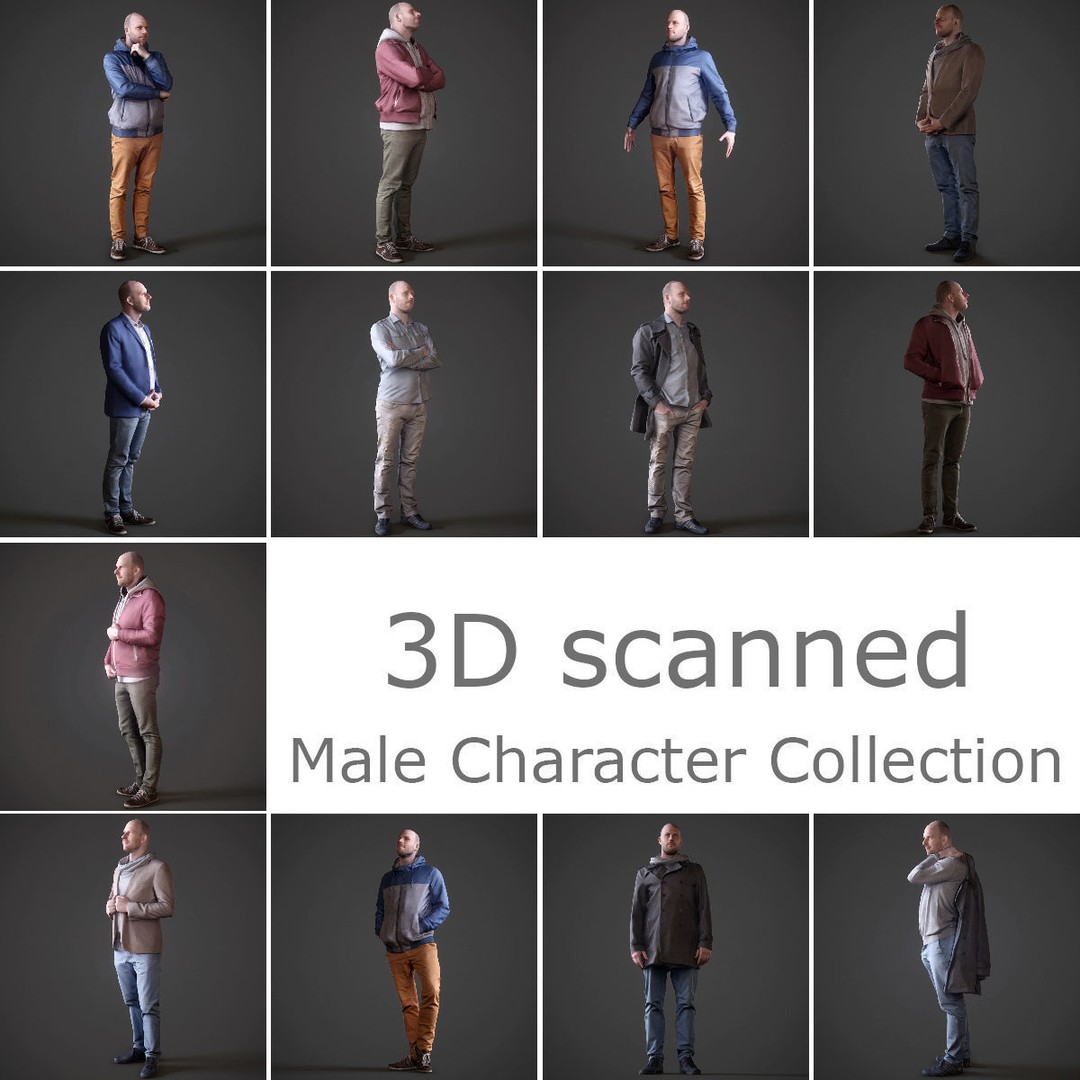 Casual Male Characters 3D Model – Low Poly Game Asset, FBX - View 3
