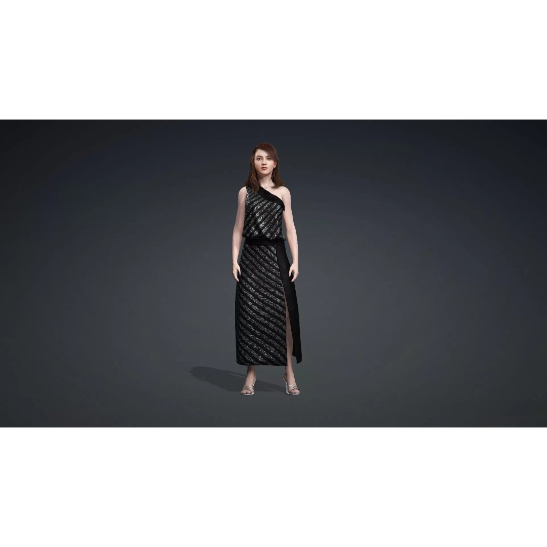 Beautiful Woman Character 3D Model – High Poly Rigged PBR Asset, FBX - View 3