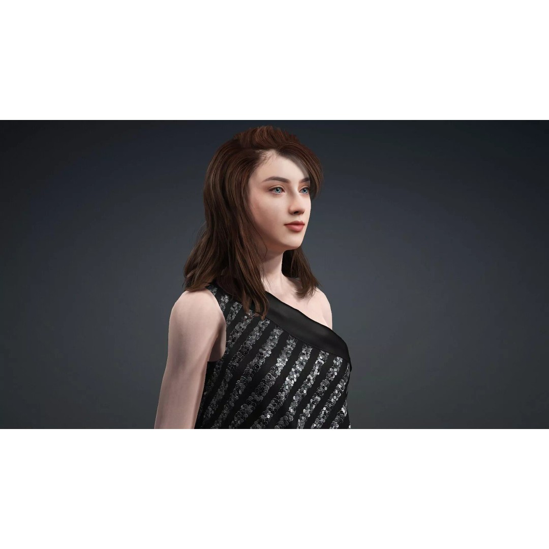 Beautiful Woman Character 3D Model – High Poly Rigged PBR Asset, FBX - View 9