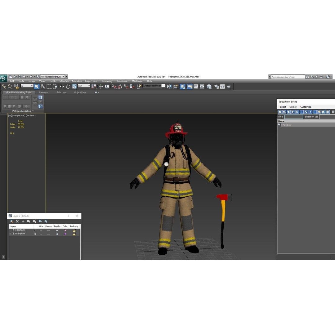 Firefighter 3D Model – Low Poly Character with PBR Textures, FBX