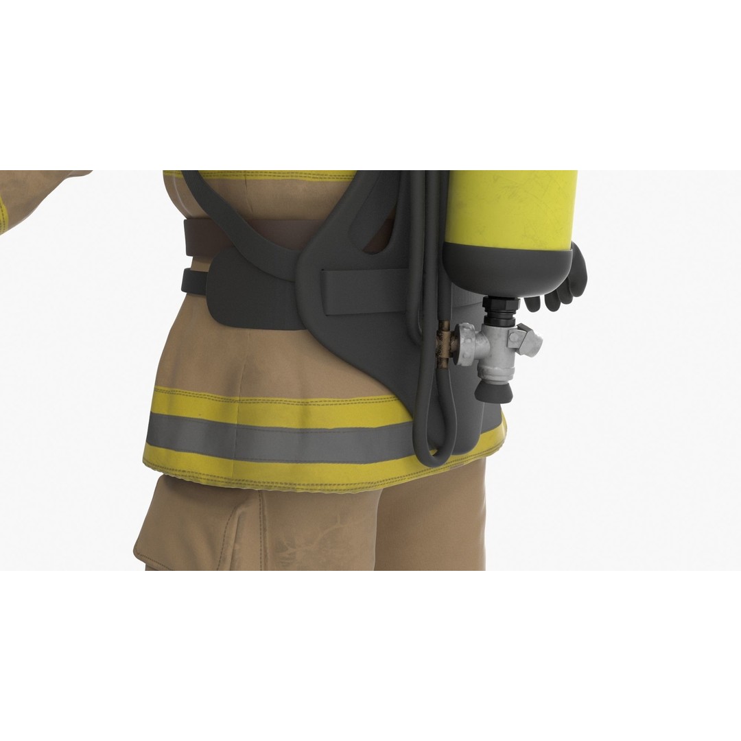 Firefighter 3D Model – Low Poly Character with PBR Textures, FBX - View 12