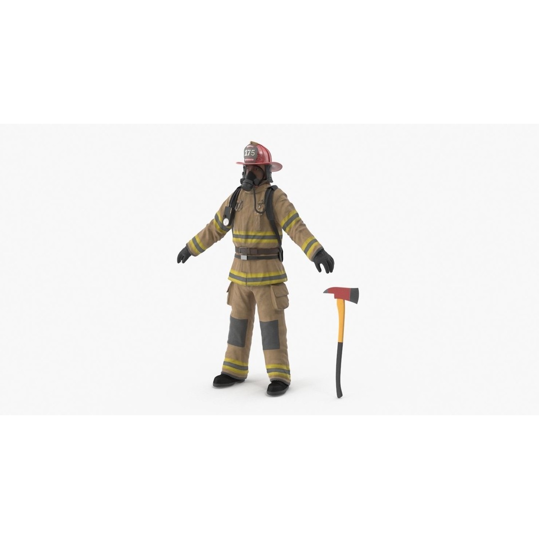 Firefighter 3D Model – Low Poly Character with PBR Textures, FBX - View 14