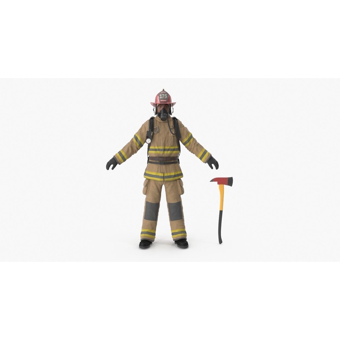 Firefighter 3D Model – Low Poly Character with PBR Textures, FBX - View 15