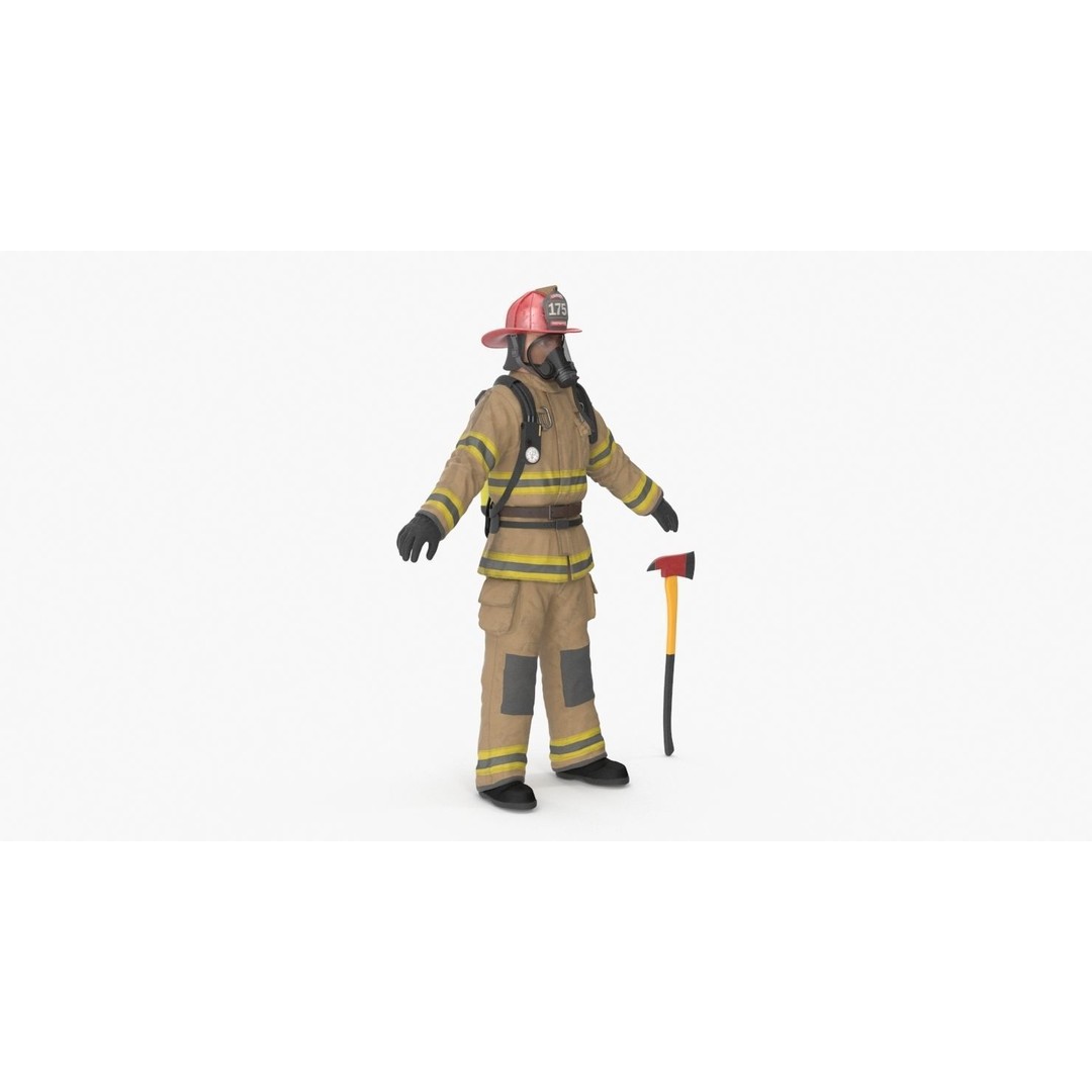 Firefighter 3D Model – Low Poly Character with PBR Textures, FBX - View 16