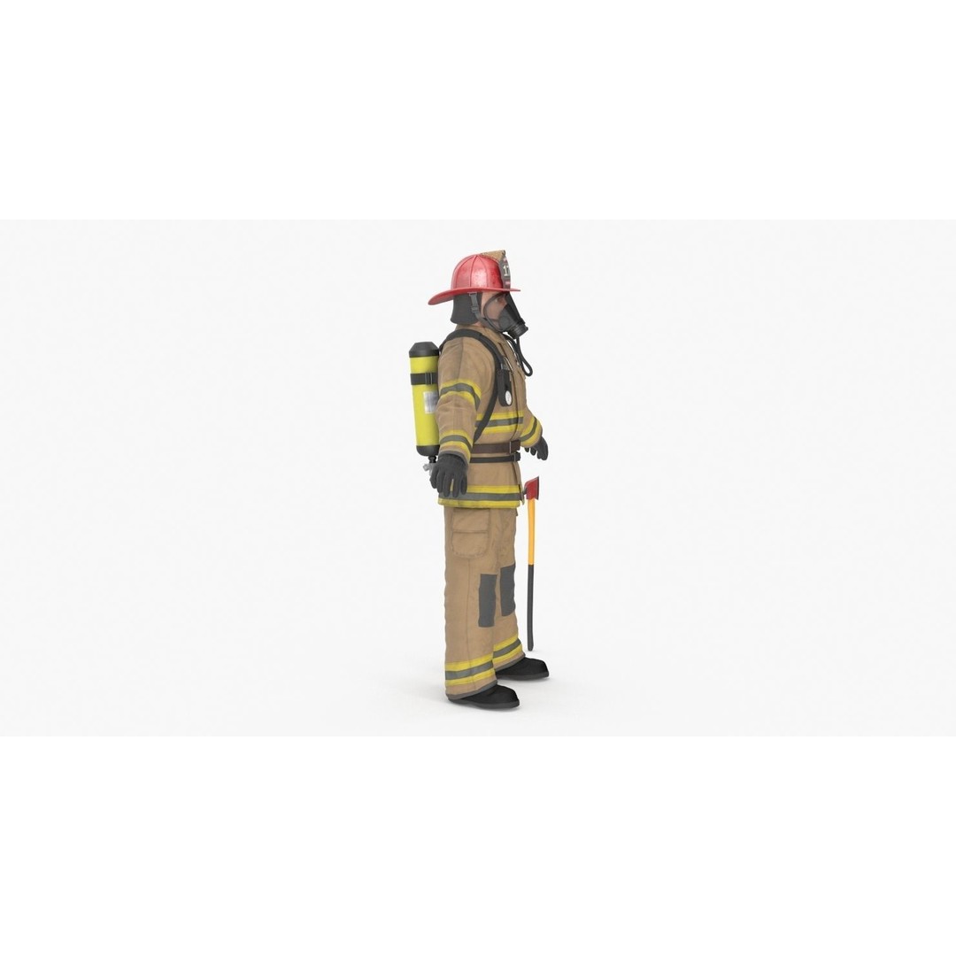 Firefighter 3D Model – Low Poly Character with PBR Textures, FBX - View 17