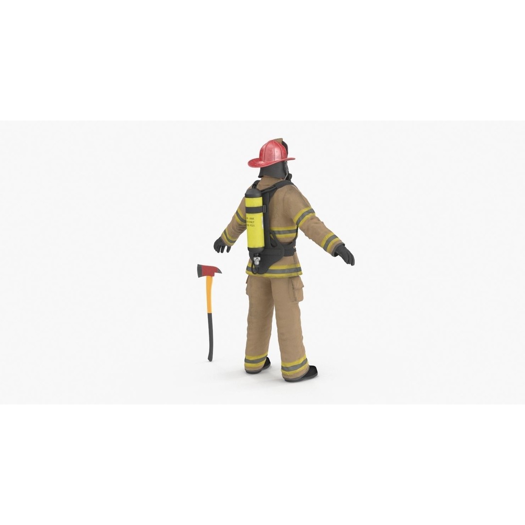 Firefighter 3D Model – Low Poly Character with PBR Textures, FBX - View 19