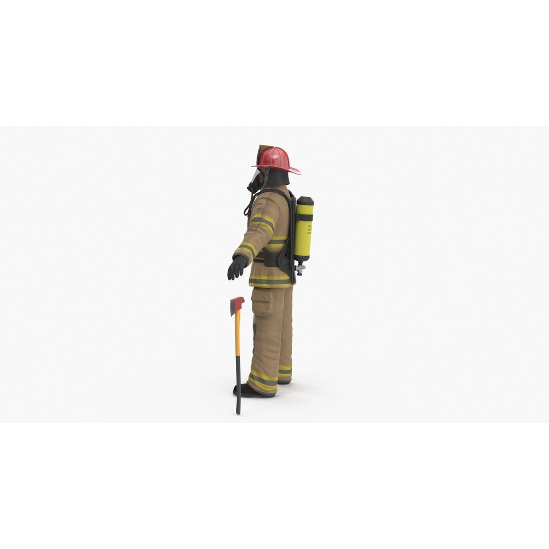 Firefighter 3D Model – Low Poly Character with PBR Textures, FBX - View 22