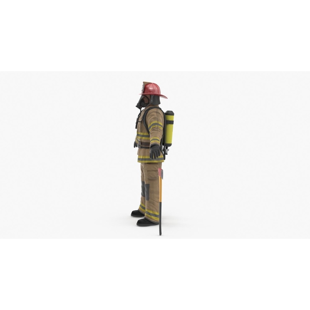 Firefighter 3D Model – Low Poly Character with PBR Textures, FBX - View 23