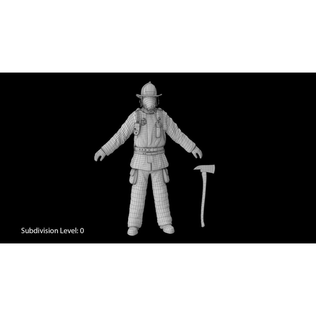 Firefighter 3D Model – Low Poly Character with PBR Textures, FBX - View 24