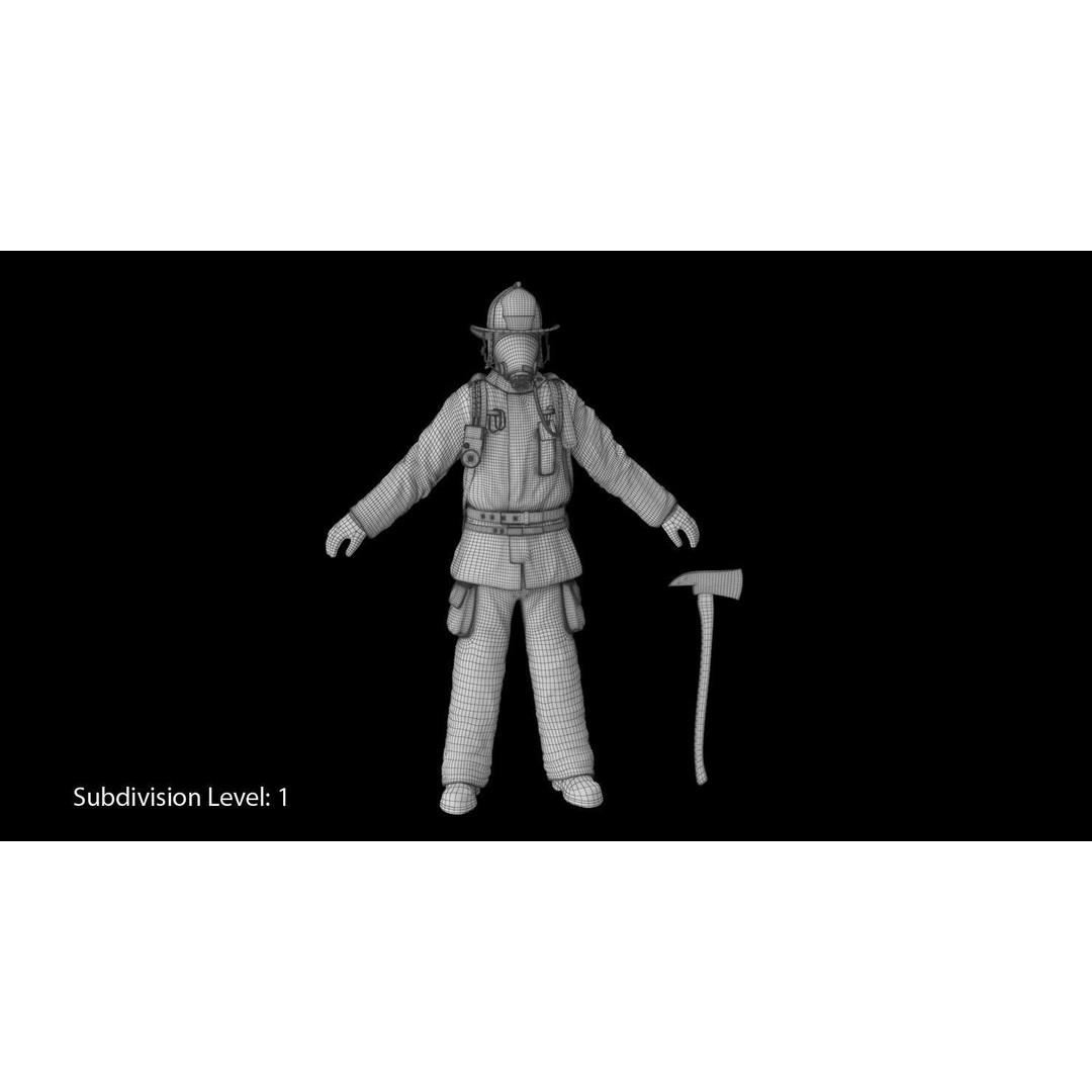 Firefighter 3D Model – Low Poly Character with PBR Textures, FBX - View 25
