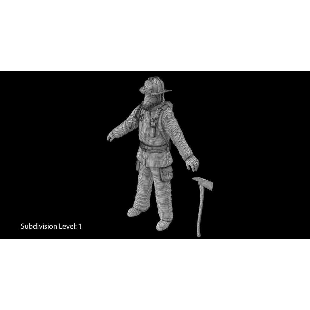 Firefighter 3D Model – Low Poly Character with PBR Textures, FBX - View 27