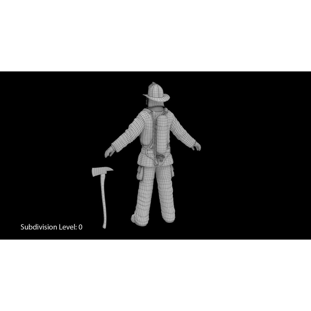 Firefighter 3D Model – Low Poly Character with PBR Textures, FBX - View 30