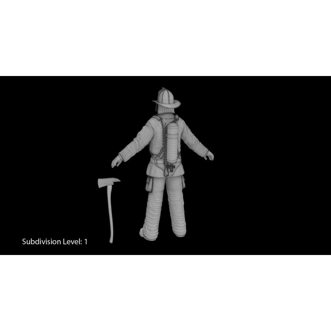 Firefighter 3D Model – Low Poly Character with PBR Textures, FBX - View 31