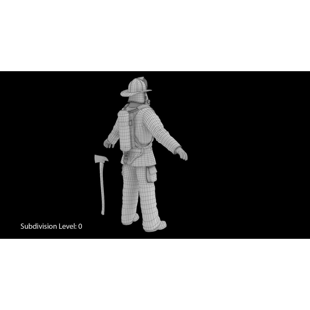 Firefighter 3D Model – Low Poly Character with PBR Textures, FBX - View 32