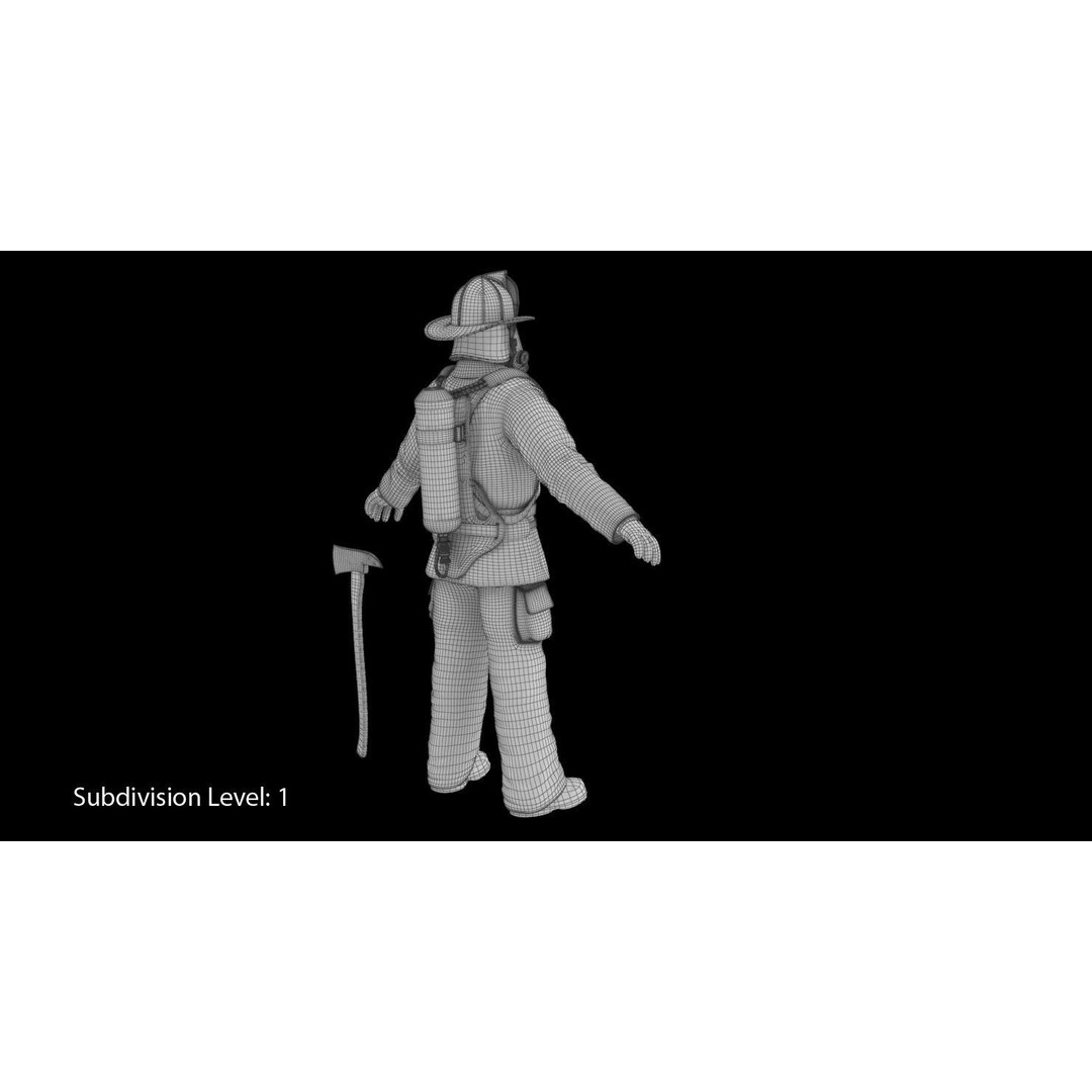 Firefighter 3D Model – Low Poly Character with PBR Textures, FBX - View 33