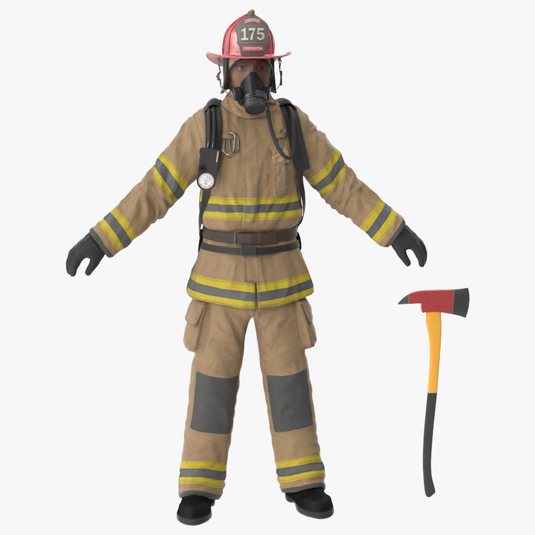 Firefighter 3D Model – Low Poly Character with PBR Textures, FBX - View 42