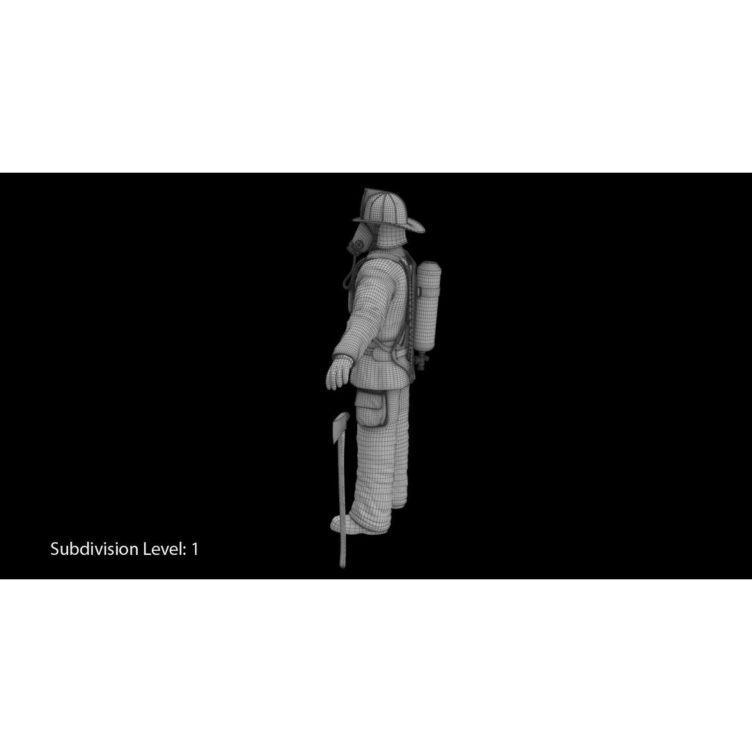 Firefighter 3D Model – Low Poly Character with PBR Textures, FBX - View 43