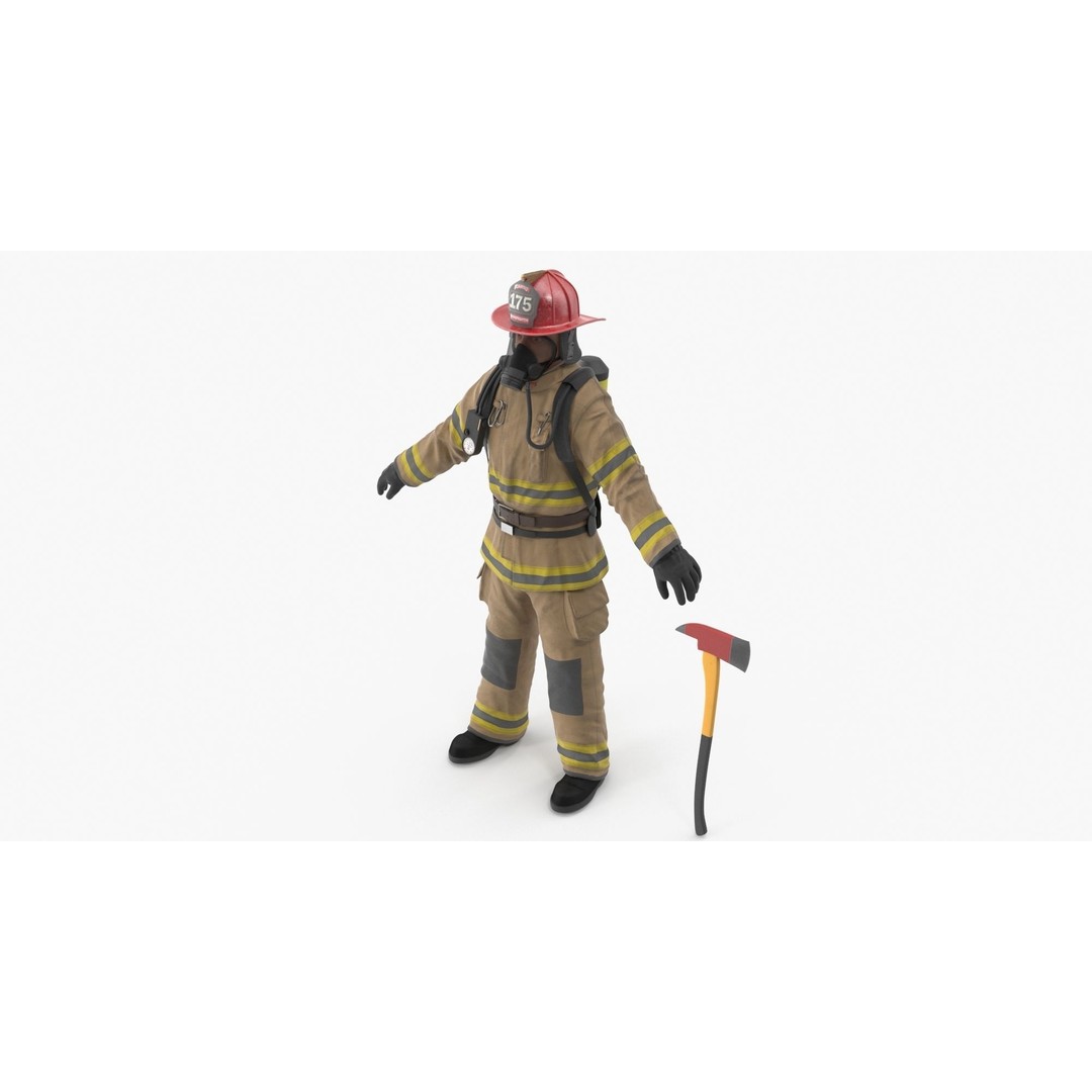 Firefighter 3D Model – Low Poly Character with PBR Textures, FBX - View 5