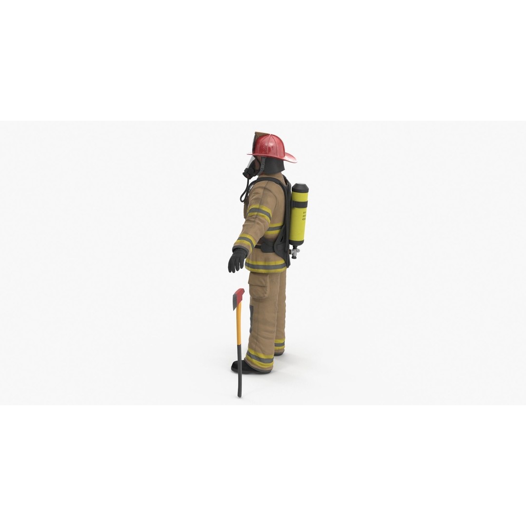 Firefighter 3D Model – Low Poly Character with PBR Textures, FBX - View 6