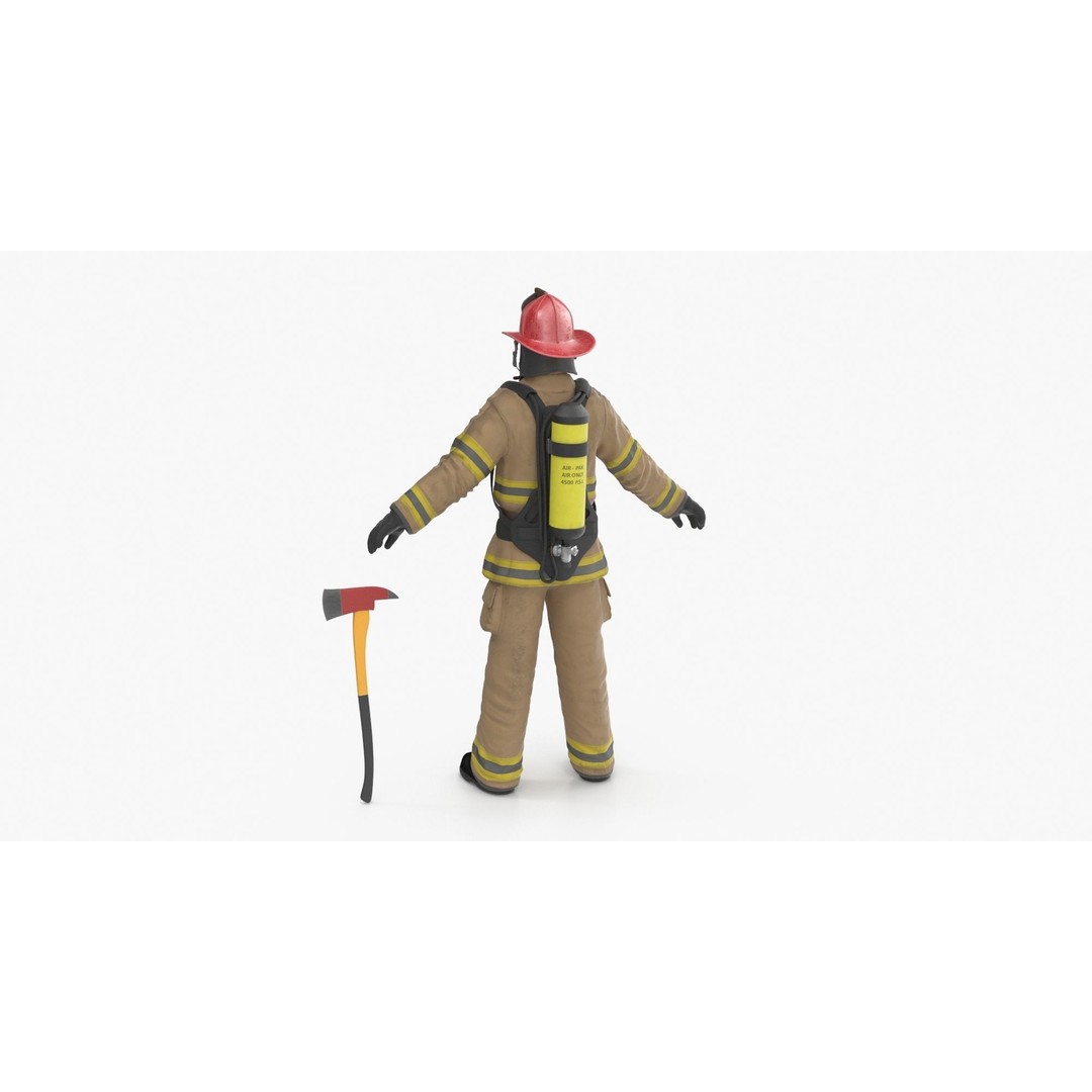 Firefighter 3D Model – Low Poly Character with PBR Textures, FBX - View 7