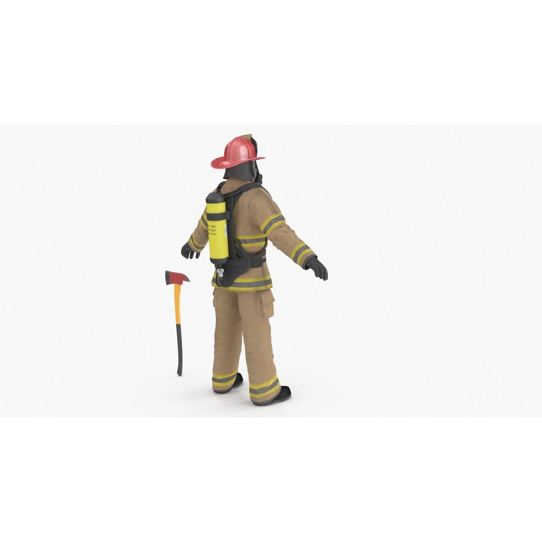 Firefighter 3D Model – Low Poly Character with PBR Textures, FBX - View 8