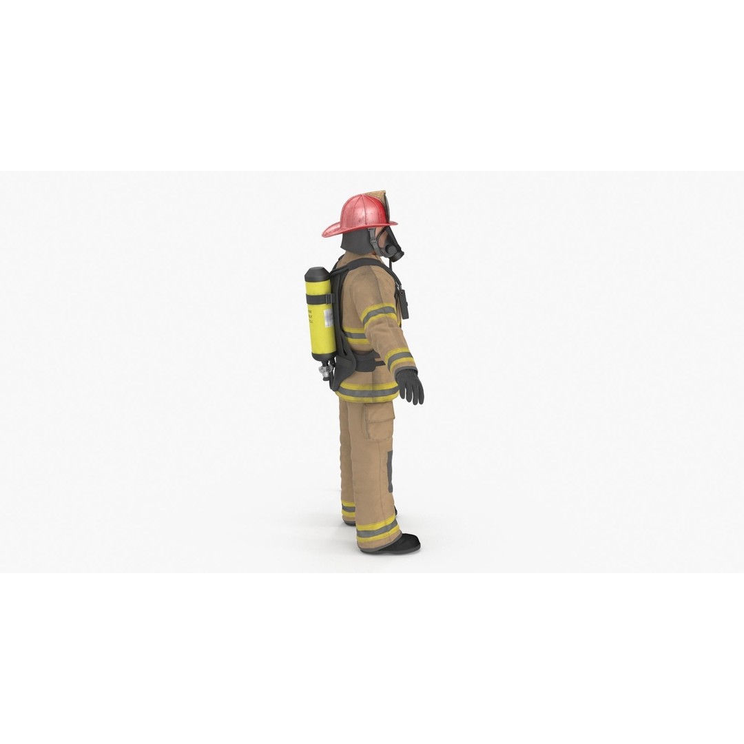 Firefighter 3D Model – Low Poly Character with PBR Textures, FBX - View 9