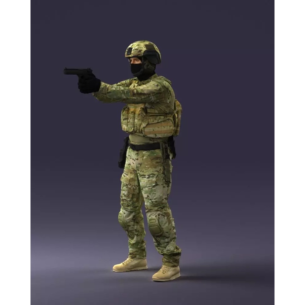 Modern Soldier 3D Model – Tactical Character for Games, FBX - View 2