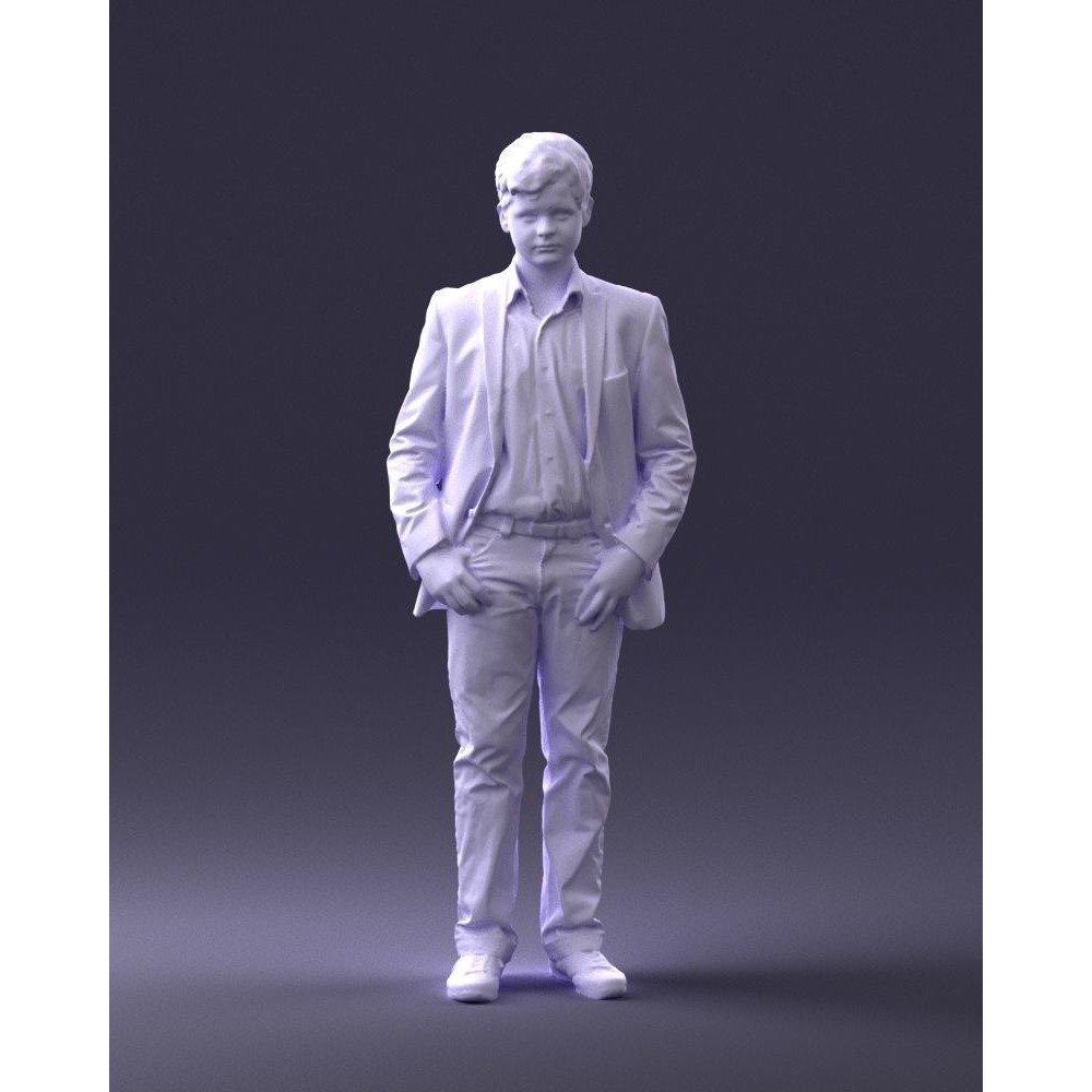 Realistic Teen Boy Character 3D Model – Low Poly Casual Design, FBX - View 3