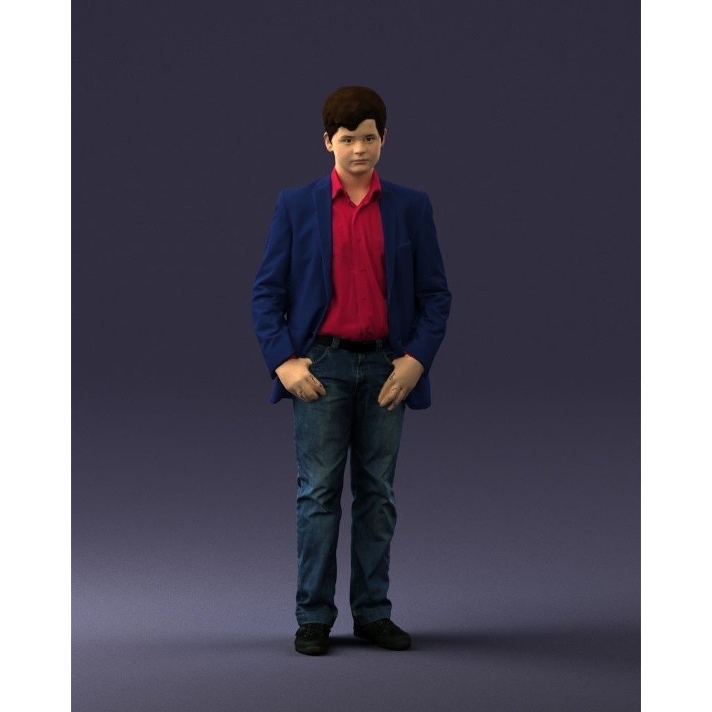 Realistic Teen Boy Character 3D Model – Low Poly Casual Design, FBX - View 5