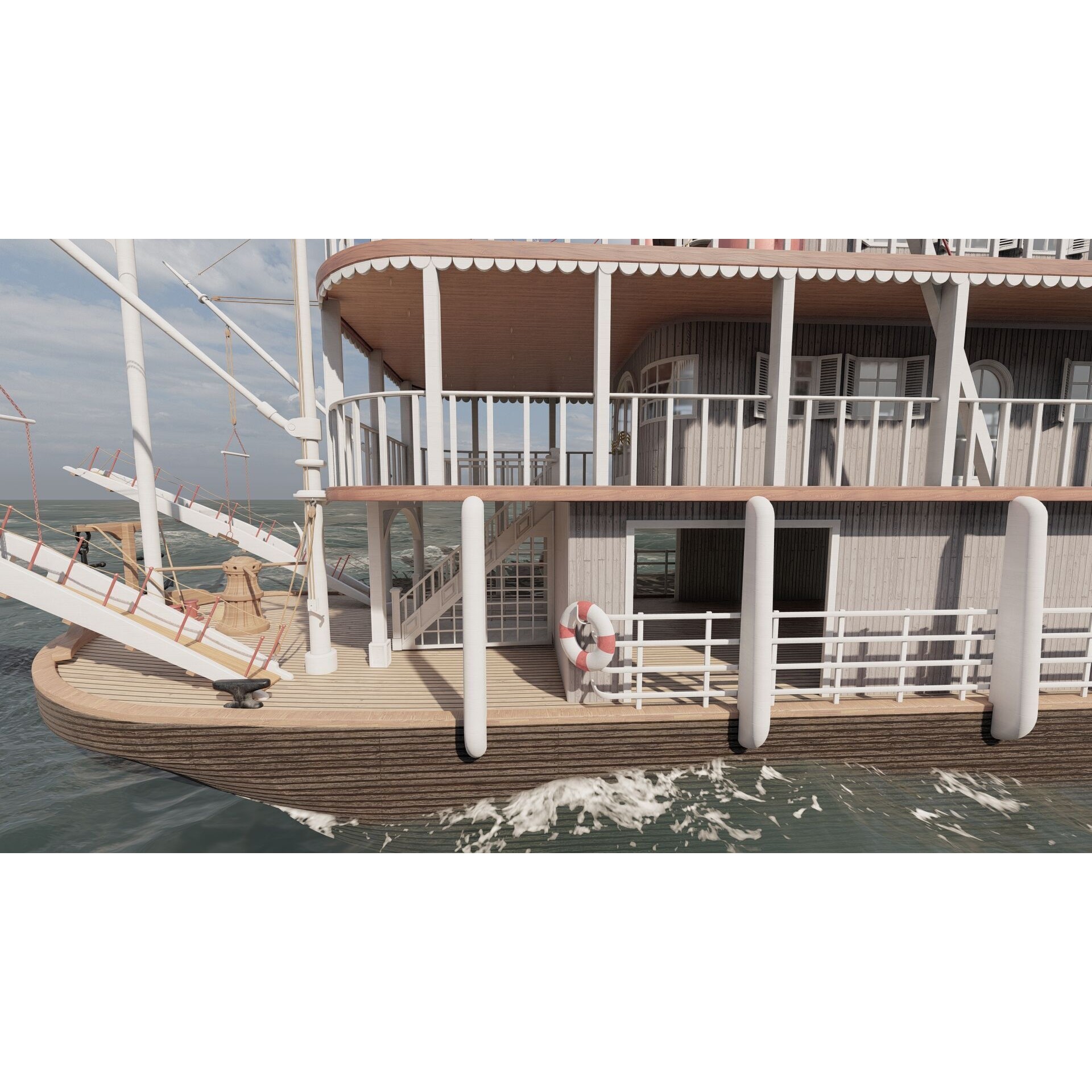 American Steam Ship - Game-Ready 3D Model - View 12