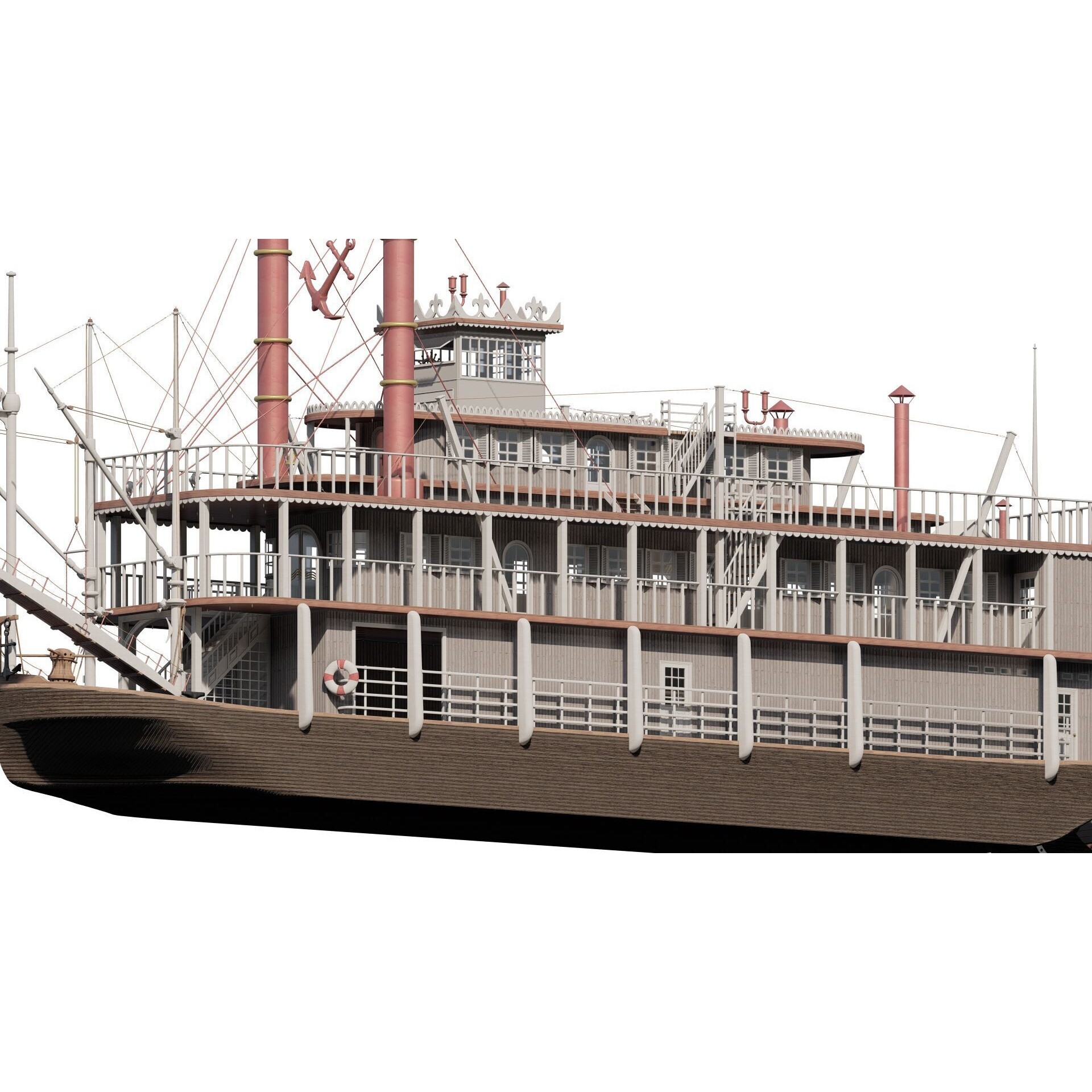 American Steam Ship - Game-Ready 3D Model - View 4