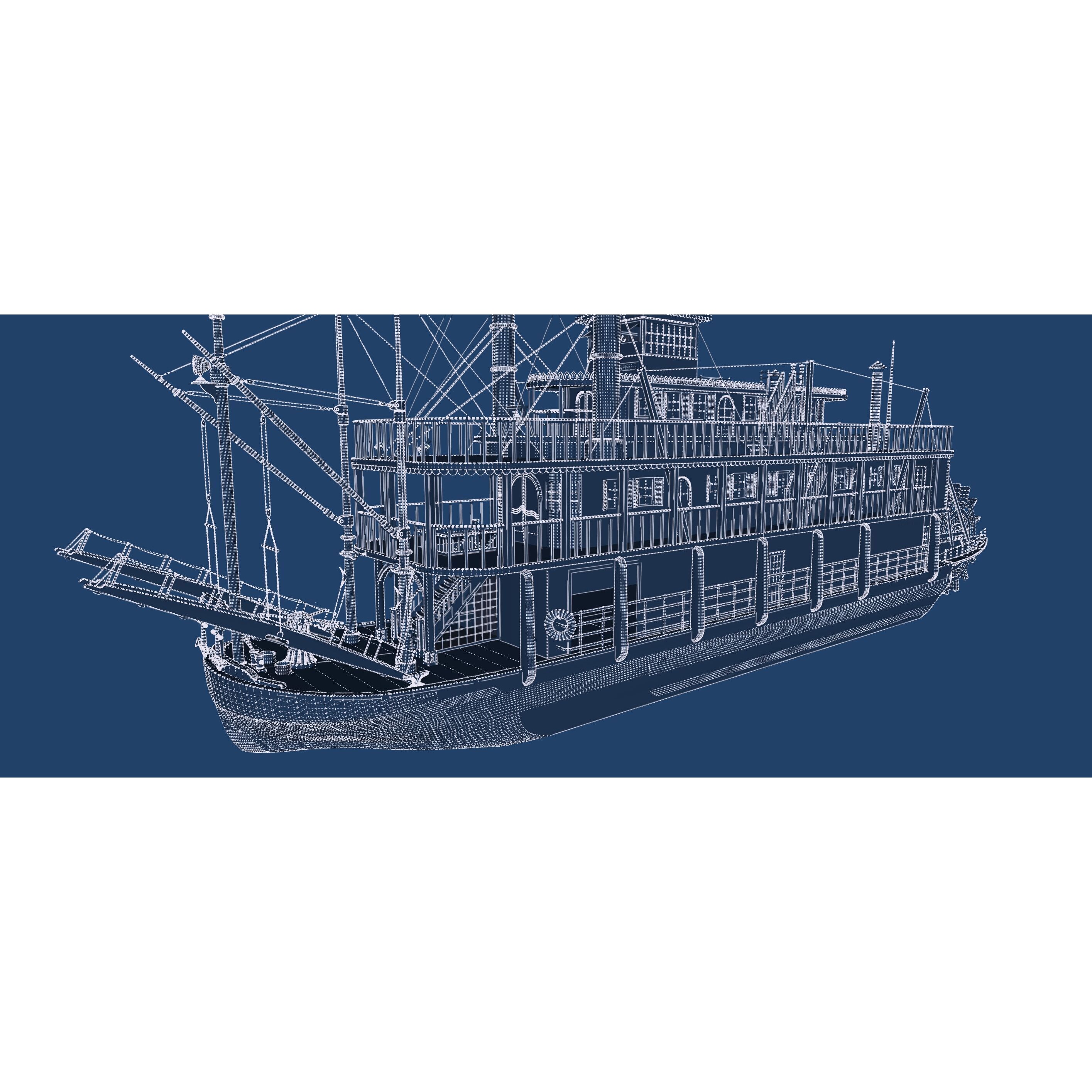 American Steam Ship - Game-Ready 3D Model - View 45