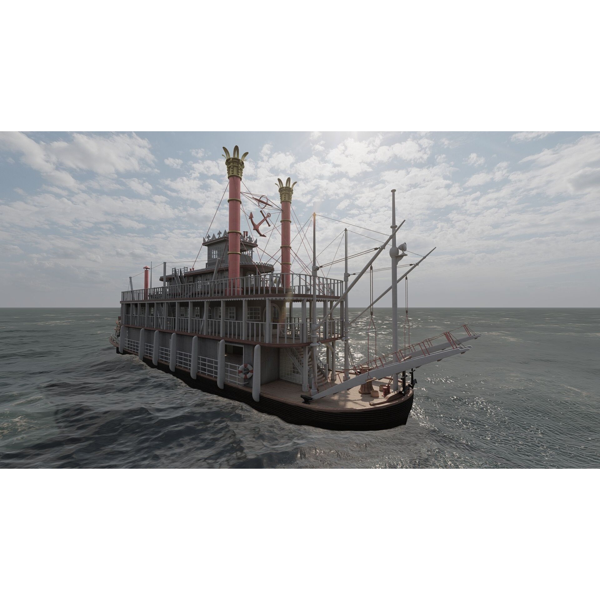 American Steam Ship - Game-Ready 3D Model - View 9