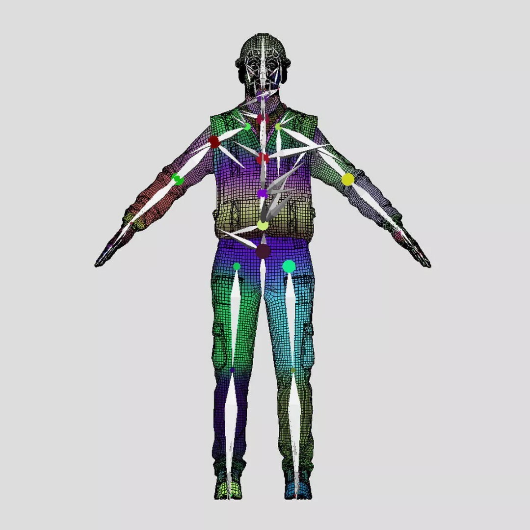 A-Pose Rigged Construction Worker 3D Model – Full Body Face Rig, FBX