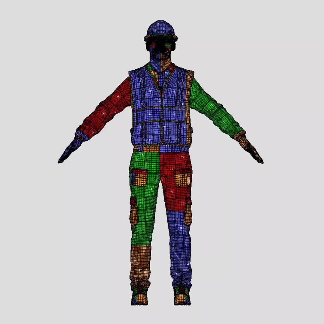A-Pose Rigged Construction Worker 3D Model – Full Body Face Rig, FBX - View 11