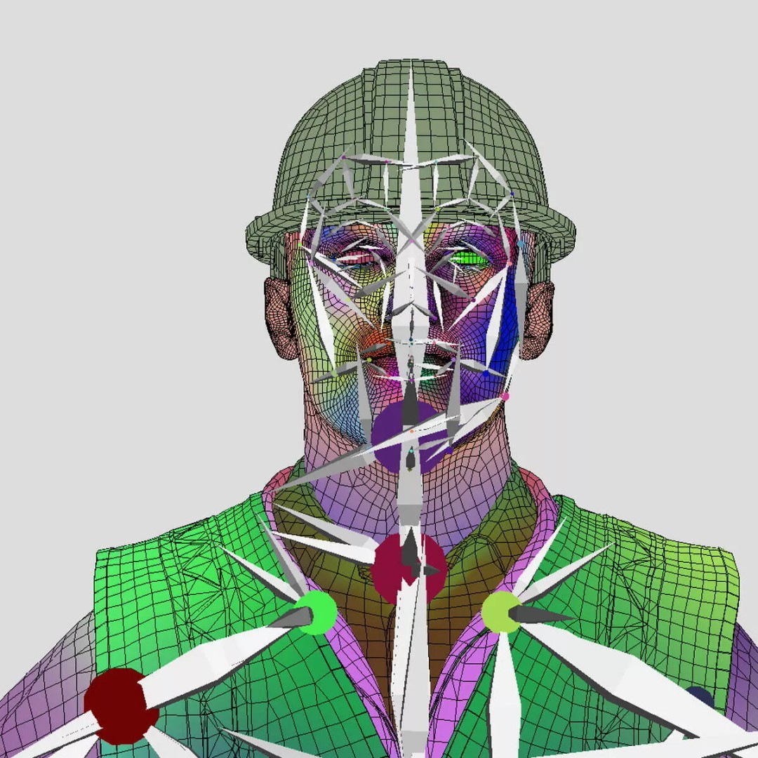 A-Pose Rigged Construction Worker 3D Model – Full Body Face Rig, FBX - View 6