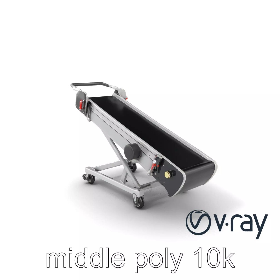 Baggage Conveyor Loader 3D Model – Low Poly PBR Industrial Asset, FBX - View 2