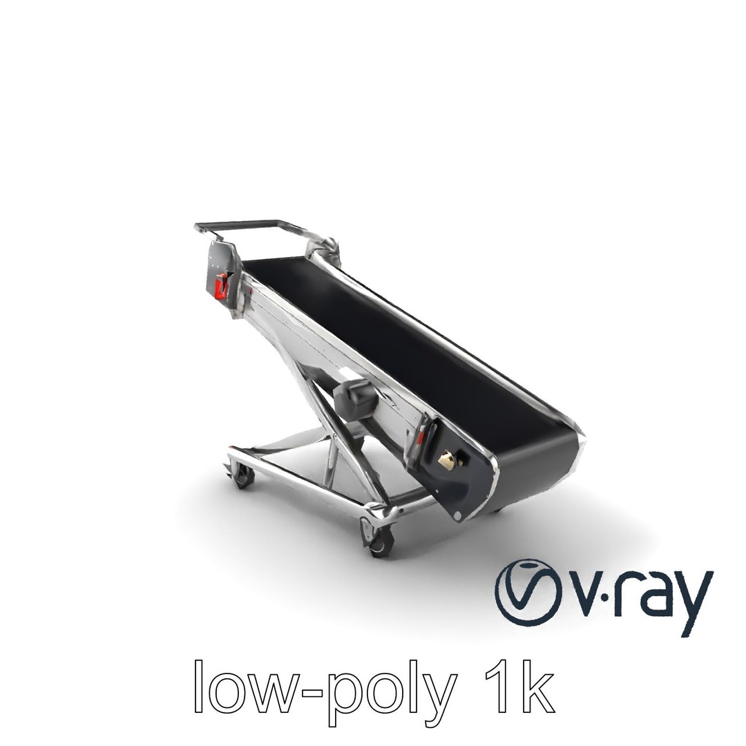 Baggage Conveyor Loader 3D Model – Low Poly PBR Industrial Asset, FBX - View 4