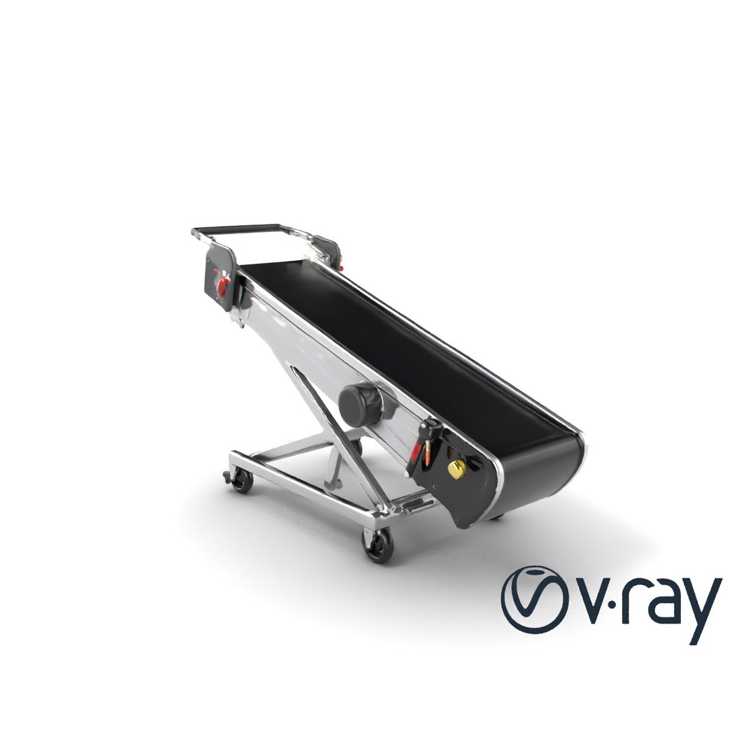 Baggage Conveyor Loader 3D Model – Low Poly PBR Industrial Asset, FBX - View 8