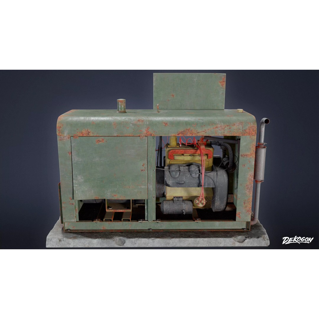 Generator 3D Model – Low Poly Industrial Asset, FBX, Game Ready - View 2