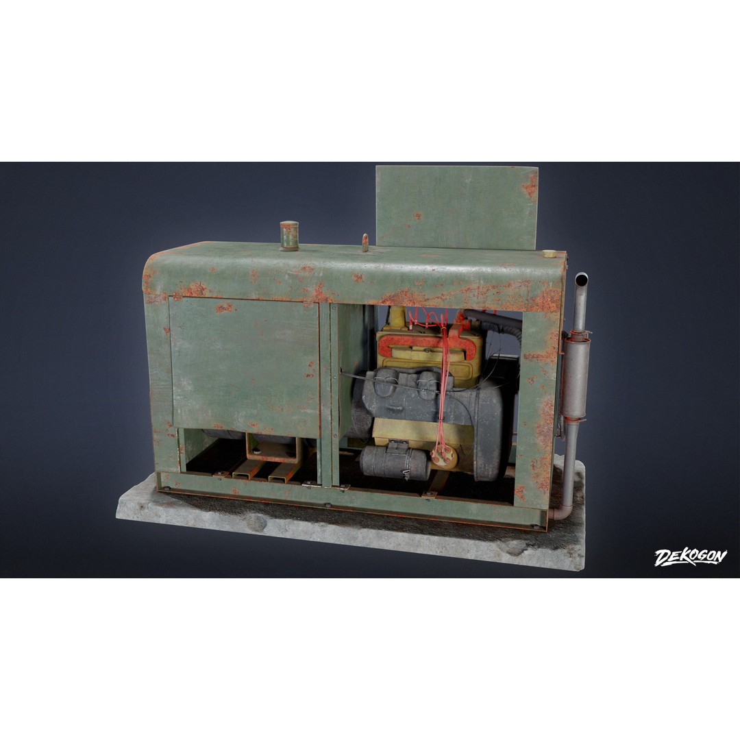 Generator 3D Model – Low Poly Industrial Asset, FBX, Game Ready - View 3